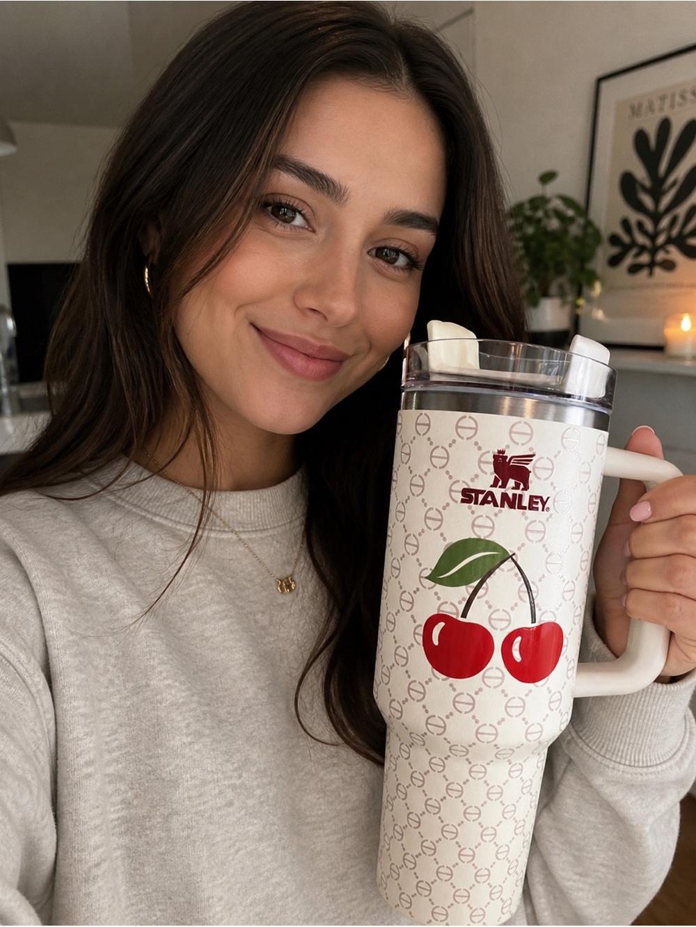 Stanley FlowState Tumbler - White Cherry Print w/ straw NIB